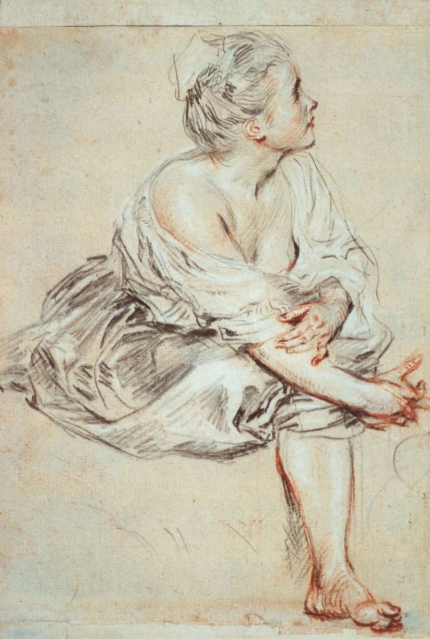 女人坐着向右转，c1716 作者 让·安托万·沃托
