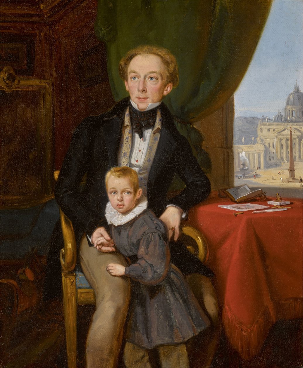 彼得·伊万诺维奇·麦彻斯基伯爵与儿子尼古拉的肖像（1802-1876年），1935年。 作者 让·奥古斯特·巴德