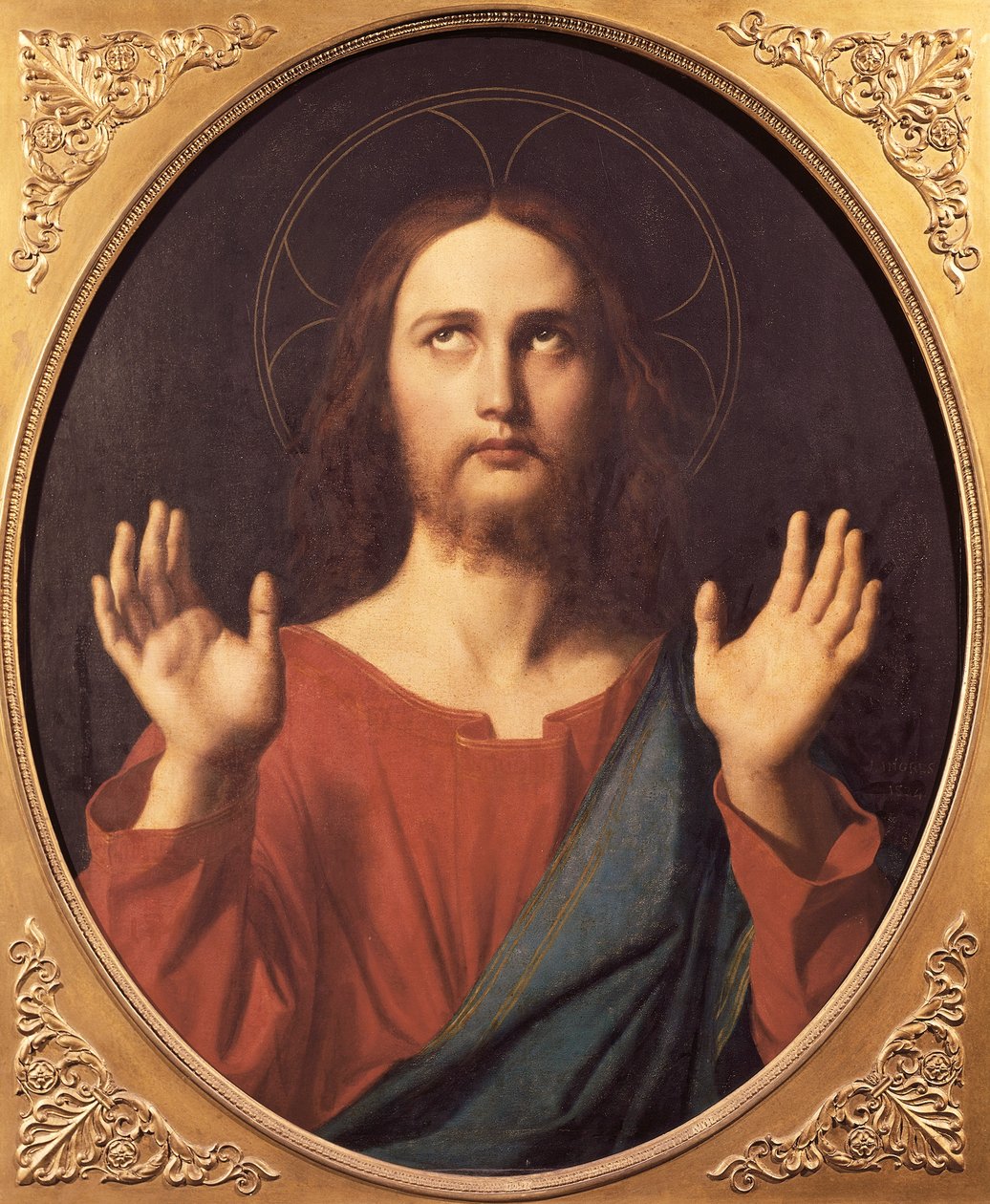 《基督》，让·奥古斯特·多米尼克·安格尔（Jean Auguste Dominique Ingres，1780-1867 年）创作，布面油画，80x66 厘米。 作者 让·奥古斯特·多米尼克·英格里斯