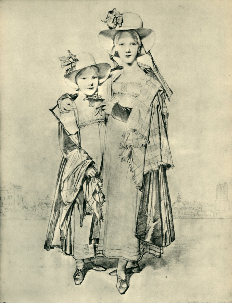 哈里耶特和卡罗琳·蒙塔古（Caroline Montagu），1815年，罗马，1943年。 作者 让·奥古斯特·多米尼克·英格里斯