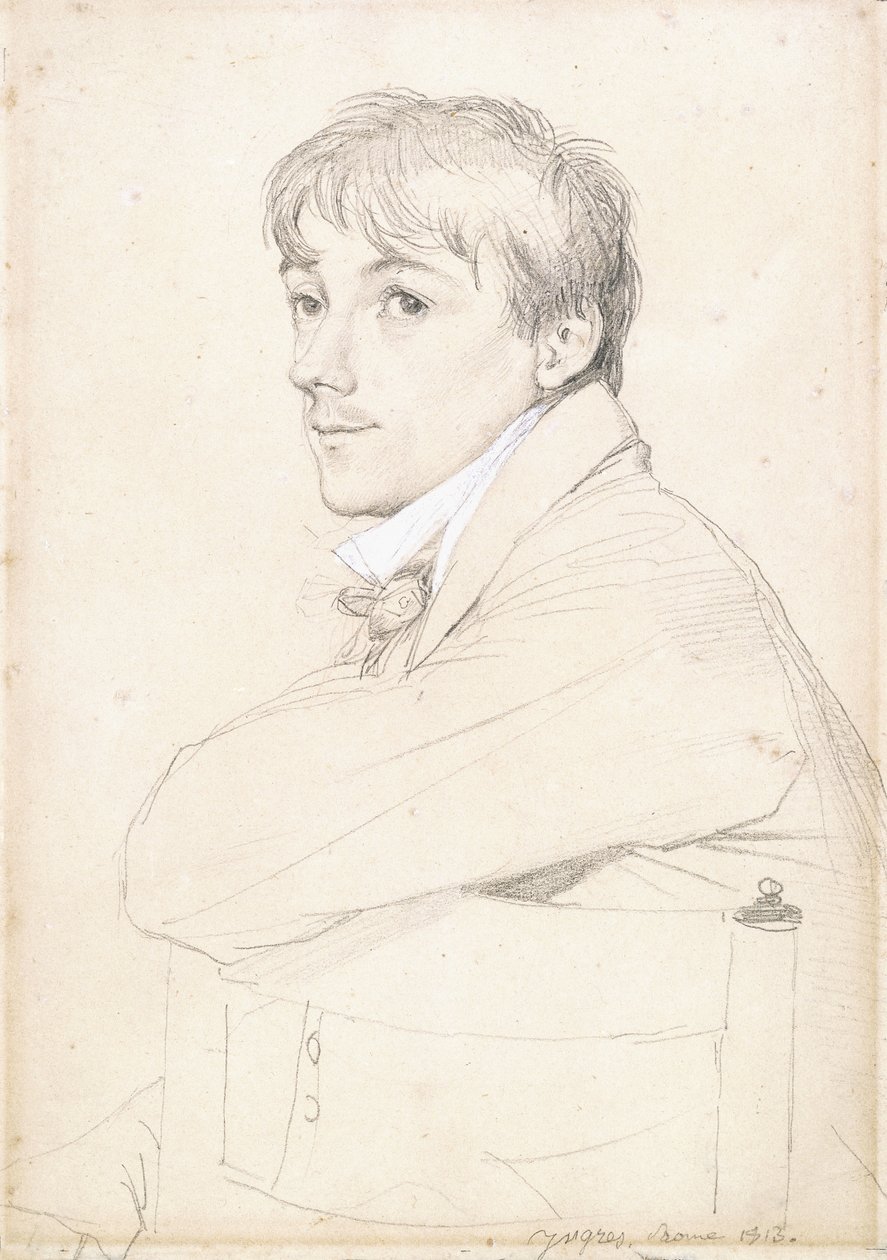 尚·路易·普罗沃斯特（Jean-Louis Provost），将左臂坐在椅子背上休息，1813年 作者 让·奥古斯特·多米尼克·英格里斯