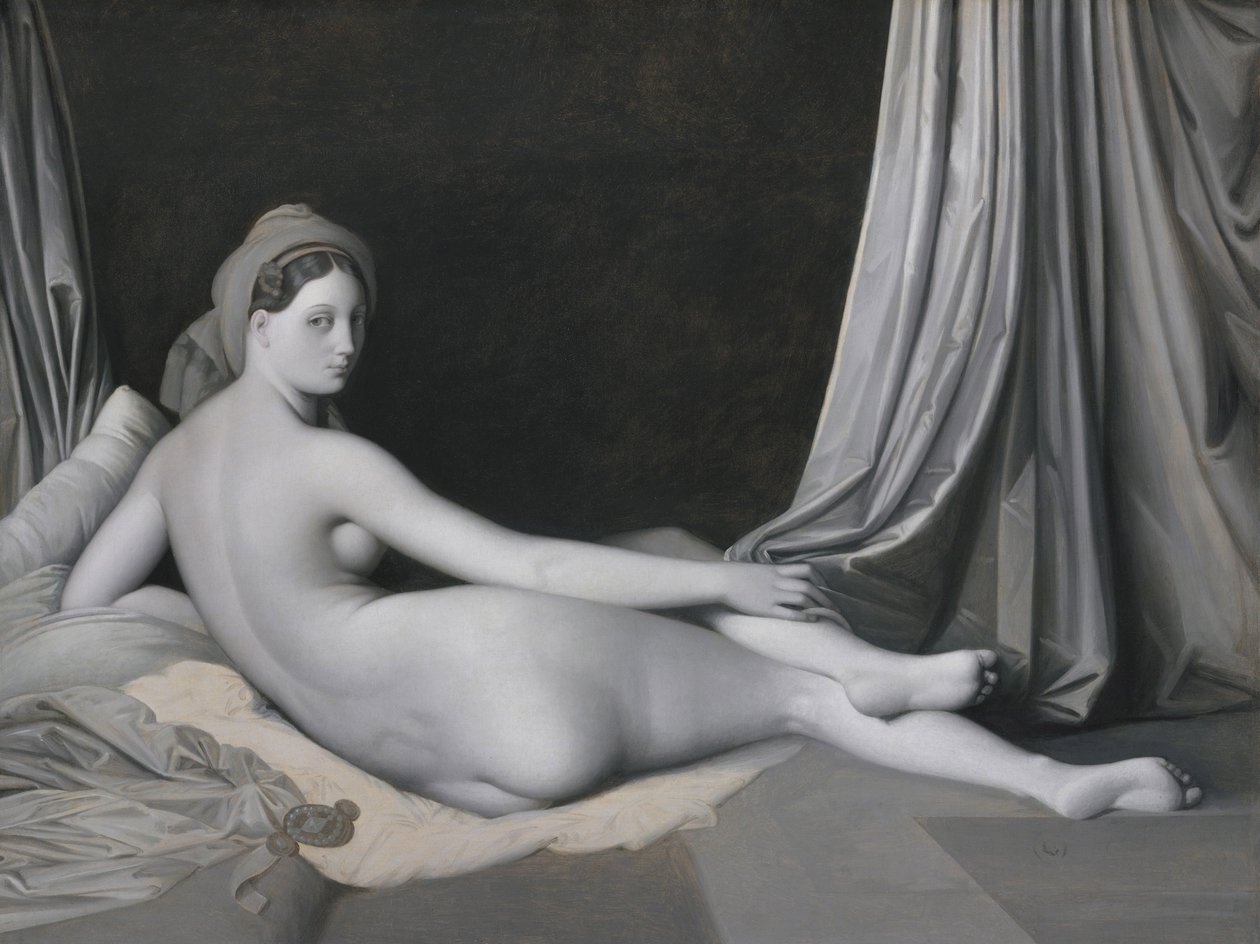 格赖萨耶（Grisaille）的Odalisque，约1824–34年（布面油画） 作者 让·奥古斯特·多米尼克·英格里斯