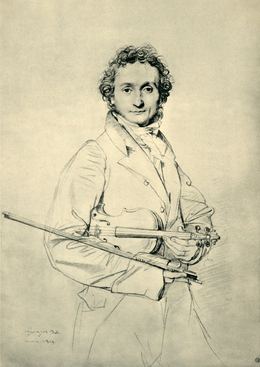 帕格尼尼（Paganini），罗马，1819年，1943年。 作者 让·奥古斯特·多米尼克·英格里斯