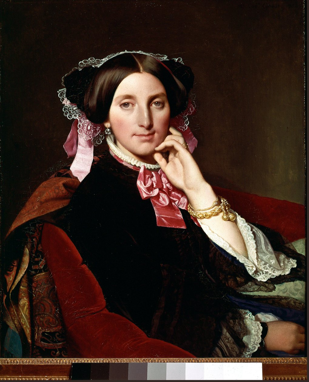 贡斯夫人的画像。 Josephine Caroline Maille 妻子 Gonse (1815-1901) 的肖像。 让·奥古斯特·多米尼克·安格尔 (Jean-Auguste-Dominique Ingres) 的绘画 (1780-1867) (Jean-Auguste-Dominique Ingres) 作者 让·奥古斯特·多米尼克·英格里斯