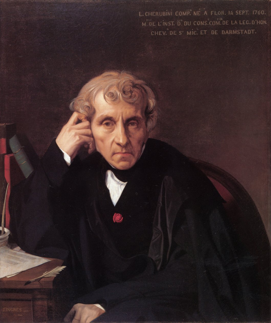 作曲家路易吉·基鲁比尼（Luigi Cherubini）1760-1842年的肖像，1841年 作者 让·奥古斯特·多米尼克·英格里斯