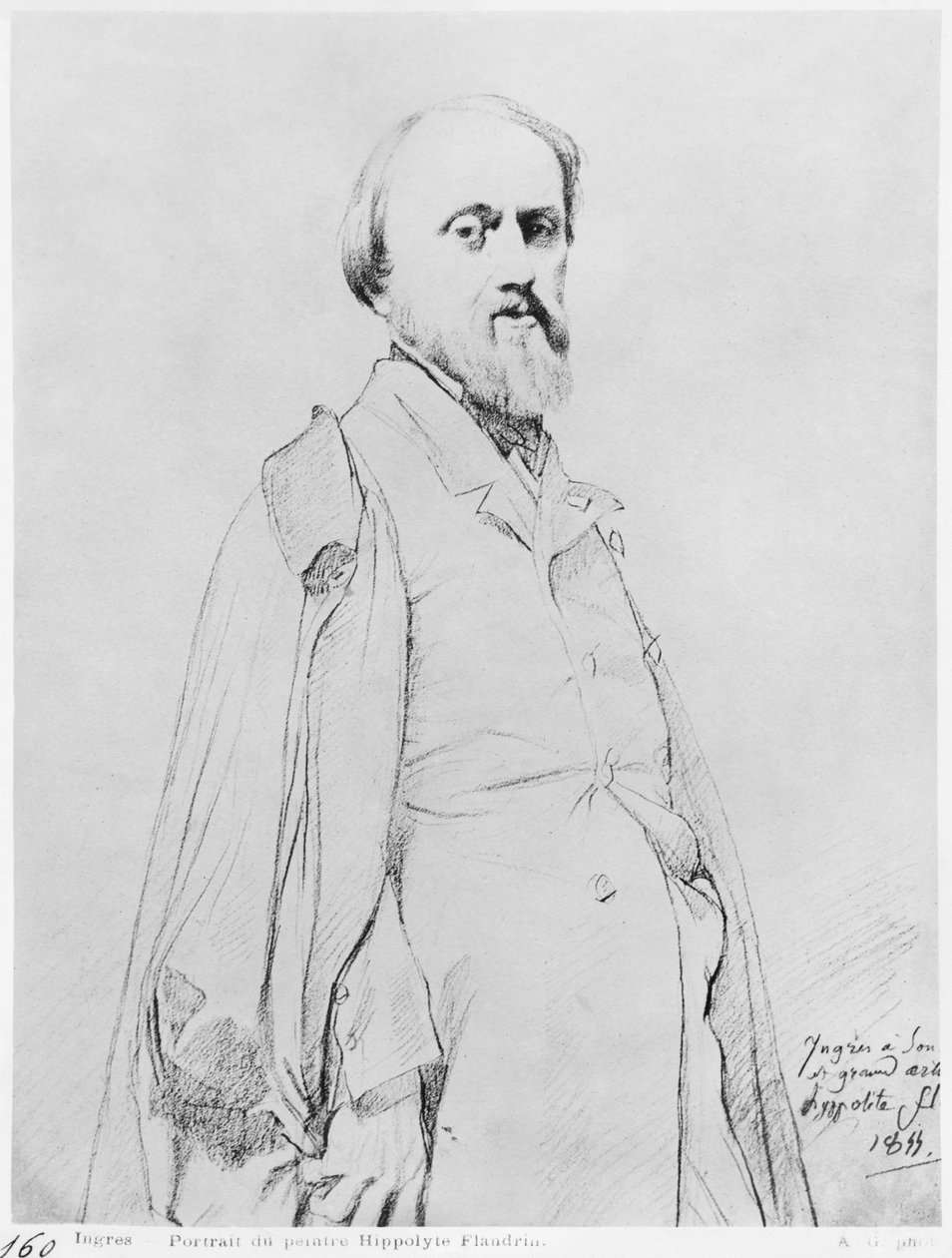肖像画家Hippolyte Flandrin，1844年（纸上石墨） 作者 让·奥古斯特·多米尼克·英格里斯