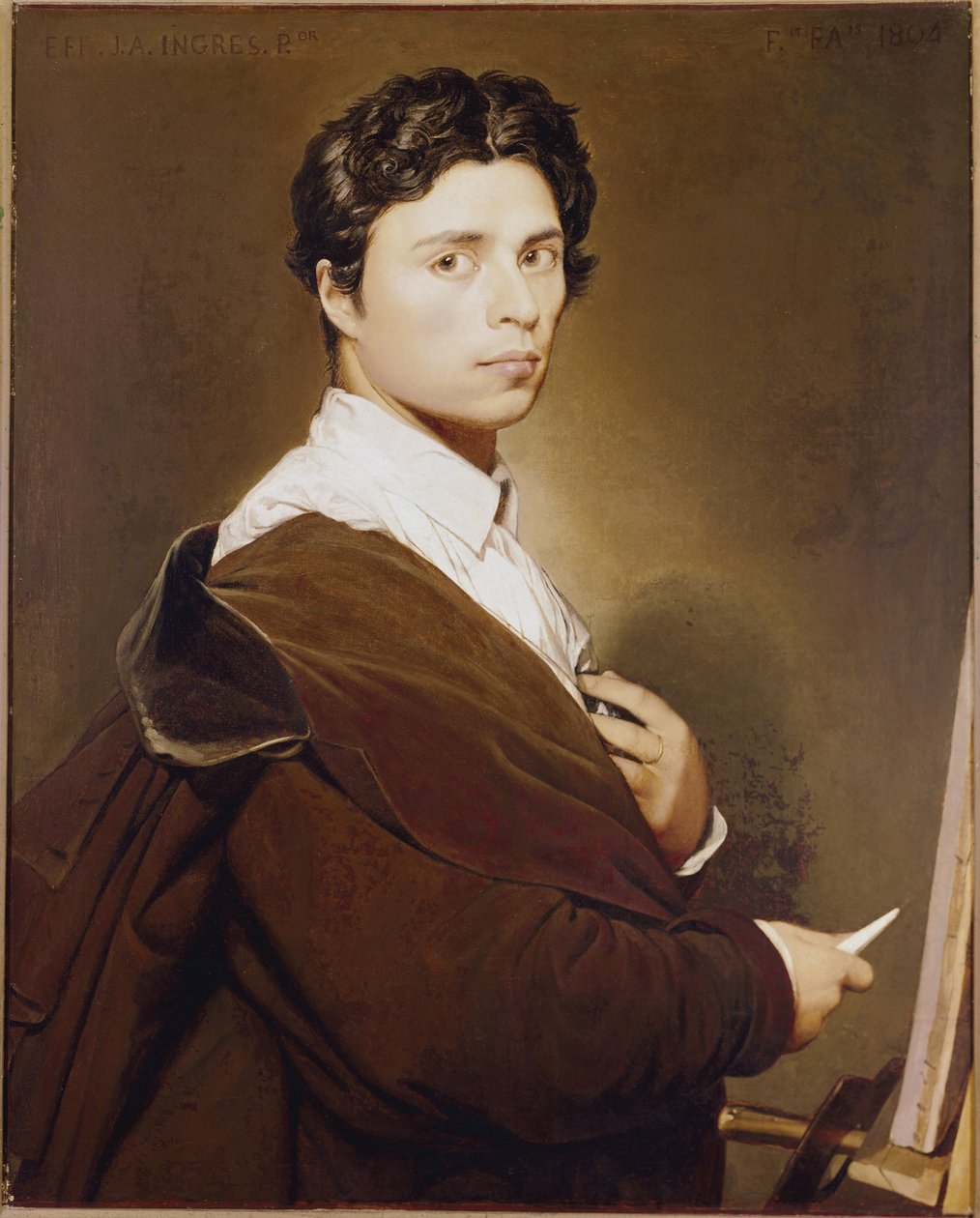 24 岁的自画像 - 让·奥古斯特·多米尼克·安格尔 (Jean Auguste Dominique Ingres) 的绘画 (1780-1867) 布面油画 作者 让·奥古斯特·多米尼克·英格里斯