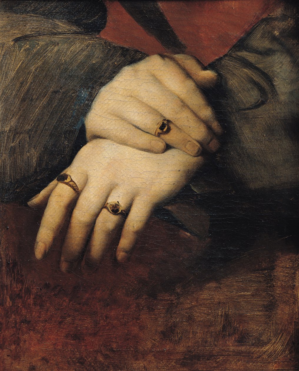 在拉斐尔的Maddalena Doni肖像之后研究一个女人的手 作者 让·奥古斯特·多米尼克·英格里斯