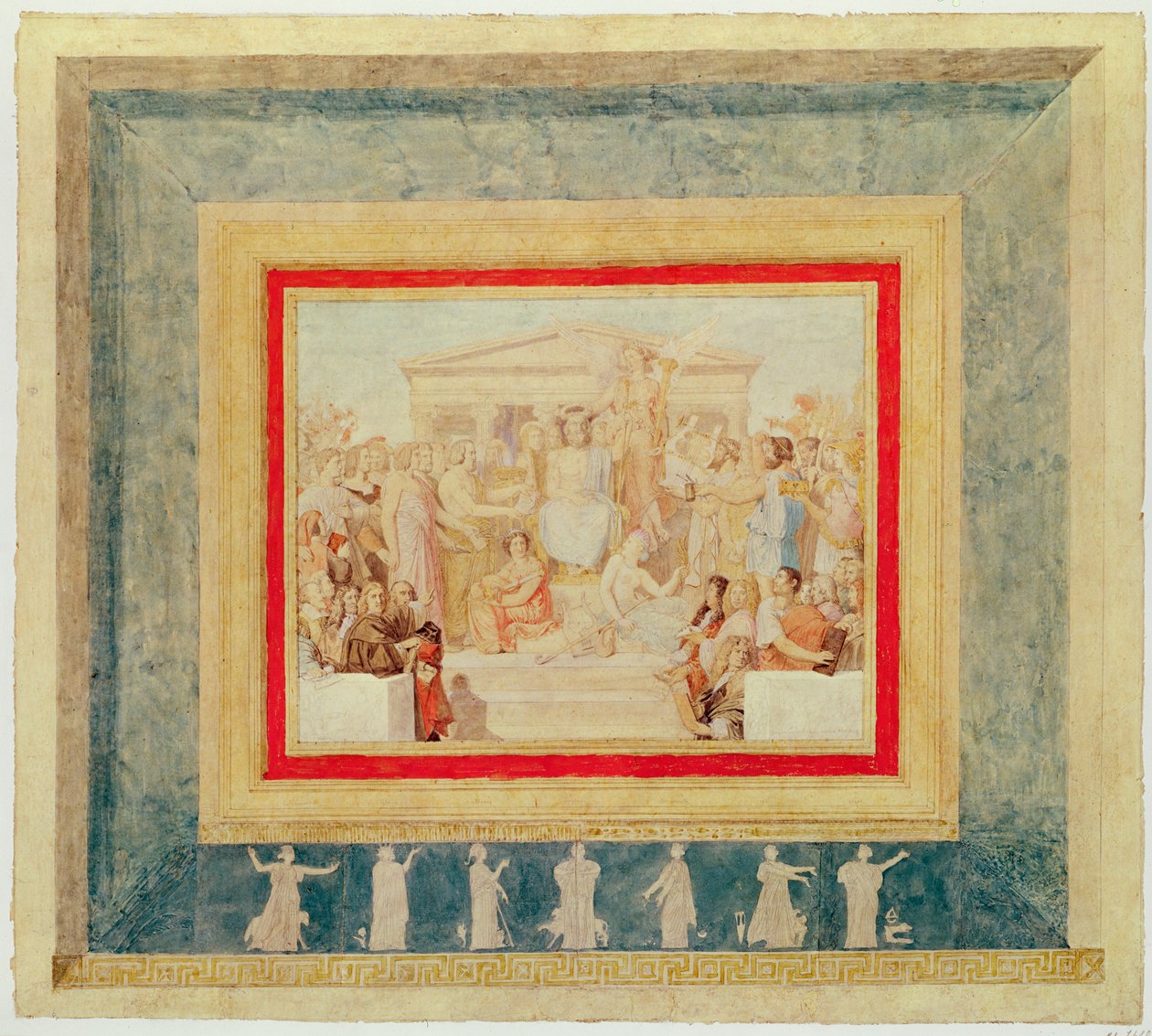 荷马的典范，为卢浮宫的天花板设计，1826-27（笔墨水和纸上的卫生间） 作者 让·奥古斯特·多米尼克·英格里斯