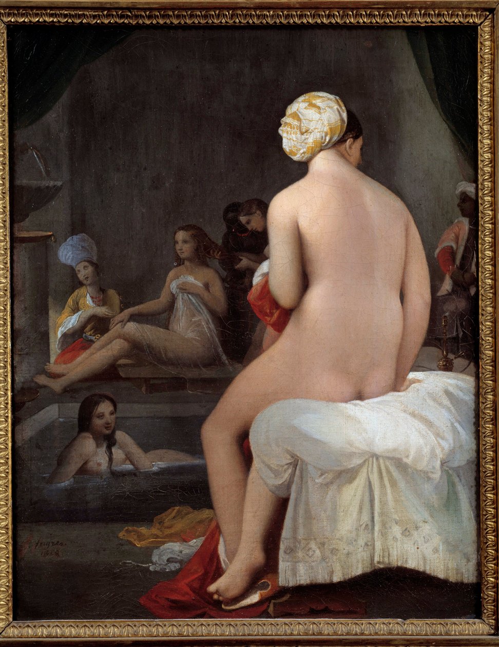 The little bather. Interior of Harem Painting by Jean-Auguste-Dominique Ingres (1780-1867). 1828. Sun. 0,35x0,27 m . 作者 让·奥古斯特·多米尼克·英格里斯