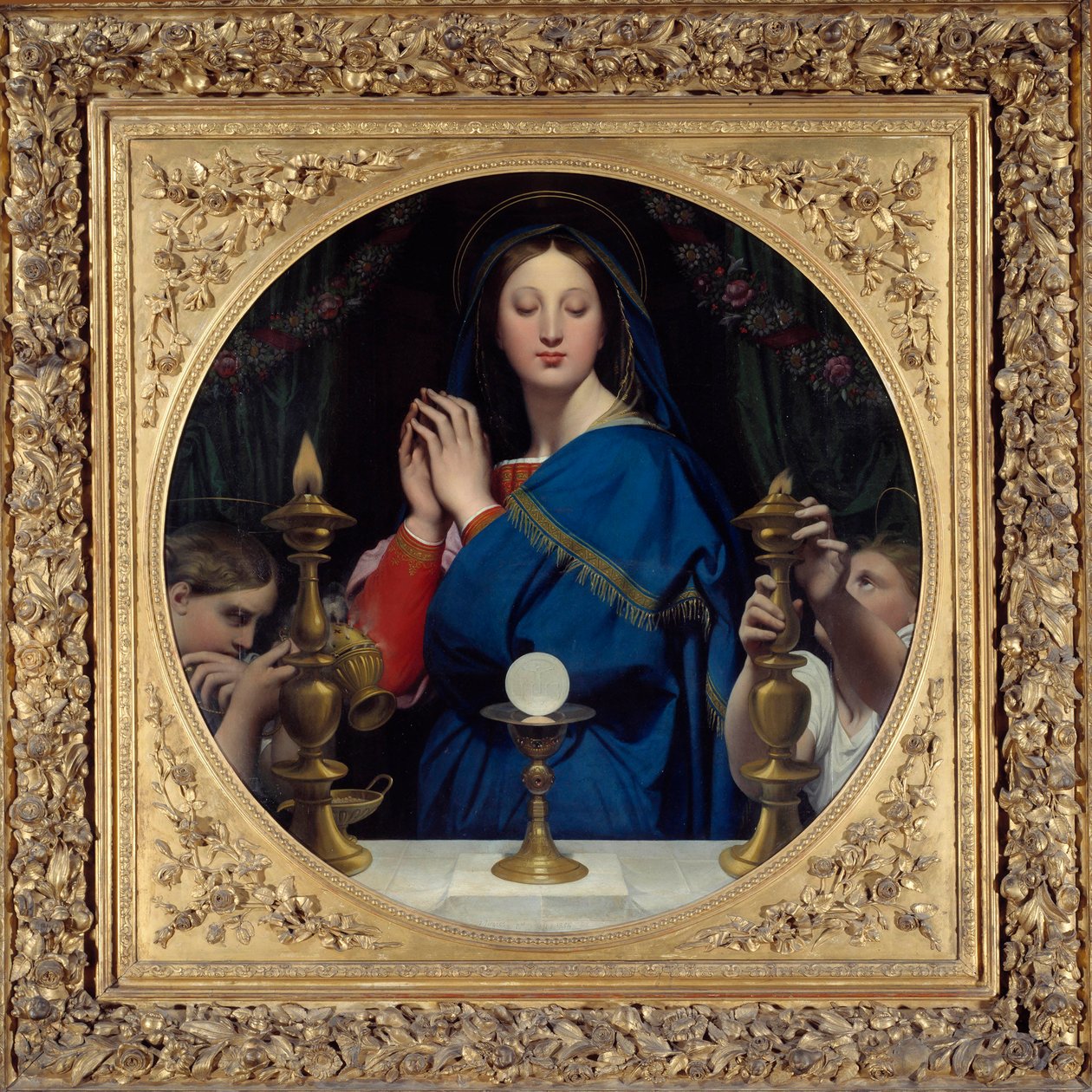 敬拜主人的处女。 让·奥古斯特·多米尼克·安格尔 (Jean Auguste Dominique Ingres) 的绘画 (1780-1867) 作者 让·奥古斯特·多米尼克·英格里斯