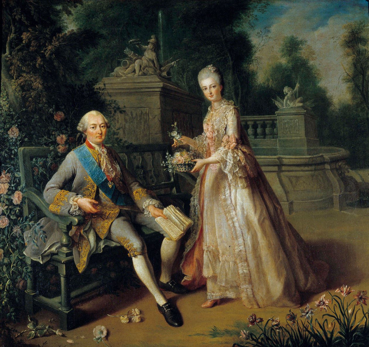 路易-让-玛丽-德-波旁，潘提弗尔公爵（1725-1793）和他的女儿路易丝-阿德莱德（1753-1821），后者成为奥尔良公爵夫人和奥尔良的路易-菲利普二世（dit Philippe Egalite）（1747-1793）的妻子 让-巴蒂斯特-沙彭蒂耶（1728）所绘 作者 让·巴蒂斯特·夏蓬蒂尔