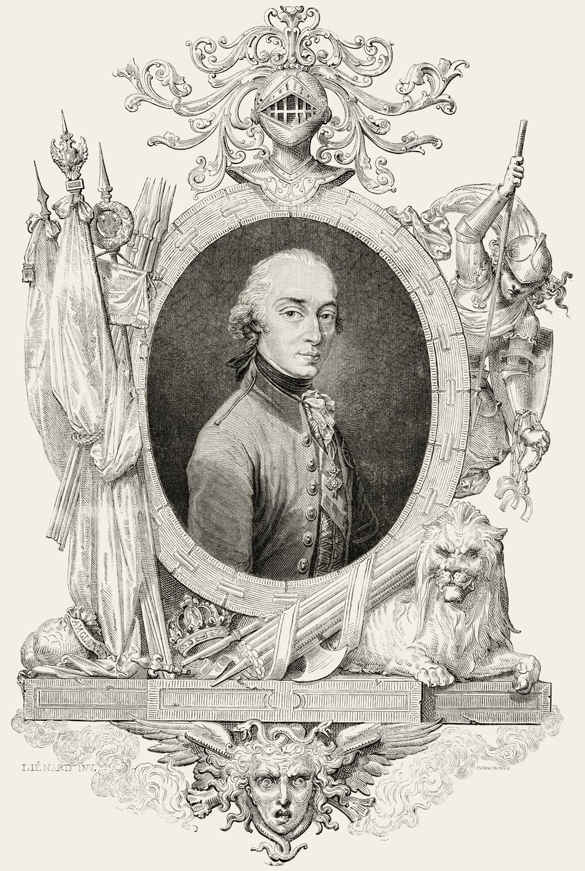 查尔斯十四世（1763-1844）：瑞典和挪威国王，庞特-科尔沃王子，潘尼梅克雕刻（雕刻）。 作者 让·巴蒂斯特（后）利纳德
