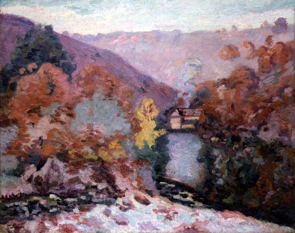 布列塔尼La Creuse的风景，约1910年（布上油画）。 作者 让·巴蒂斯特·阿曼德·纪尧姆