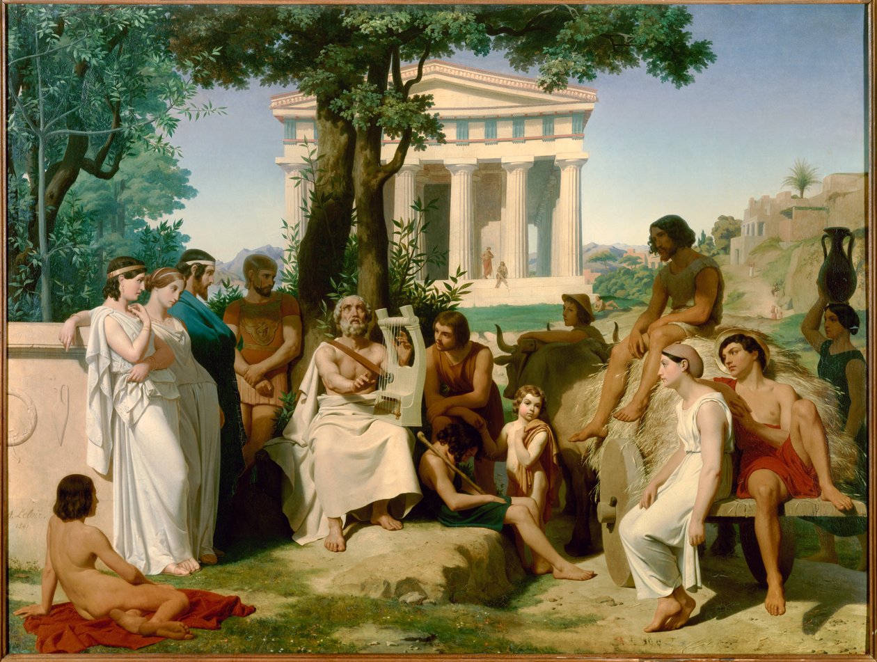 Homere，公元前9世纪的希腊诗人。Jean-Baptiste Auguste Leloir（1809-1892）1841年的画作（147x195厘米）。 作者 让·巴蒂斯特·奥古斯特·勒卢瓦