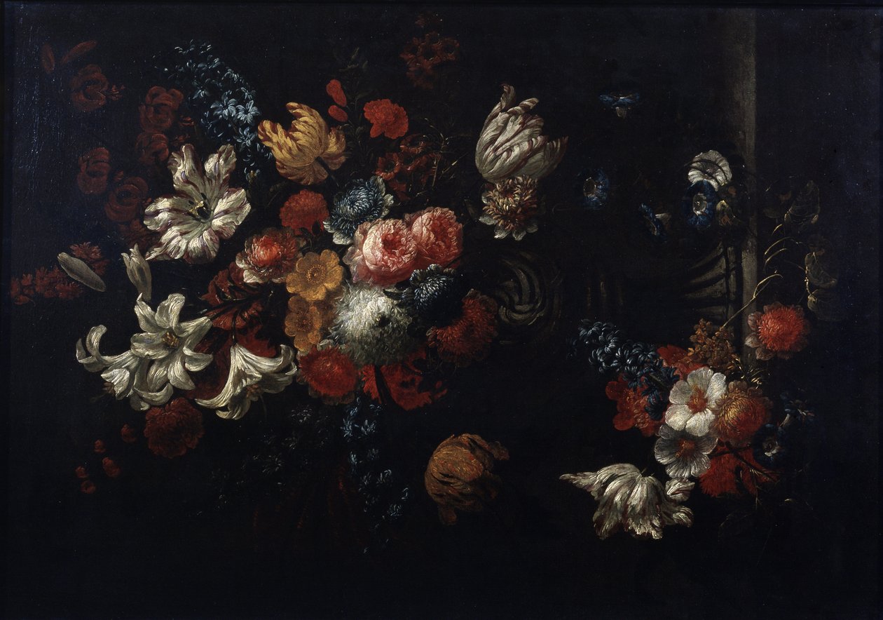 Jan Baptiste Bosschaert（1667-1746 年）18 世纪绘画作品 "花束静物 莫斯科普希金博物馆私人收藏 作者 让·巴蒂斯特（Jean Baptiste Bosschaert）