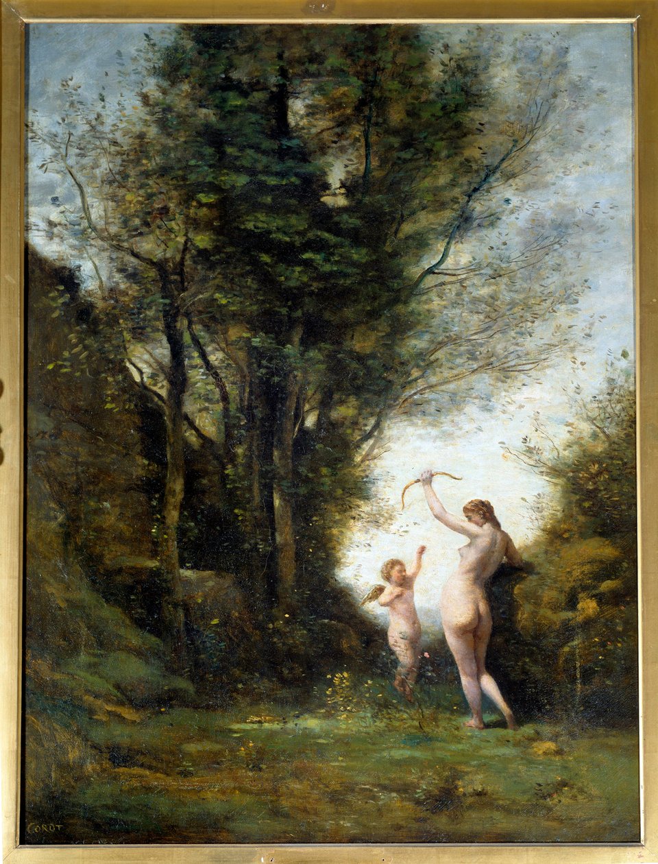 一个玩弄爱情的仙女。卡米尔-柯罗（1796-1875）的画作 作者 让·巴蒂斯特·卡米尔·科罗