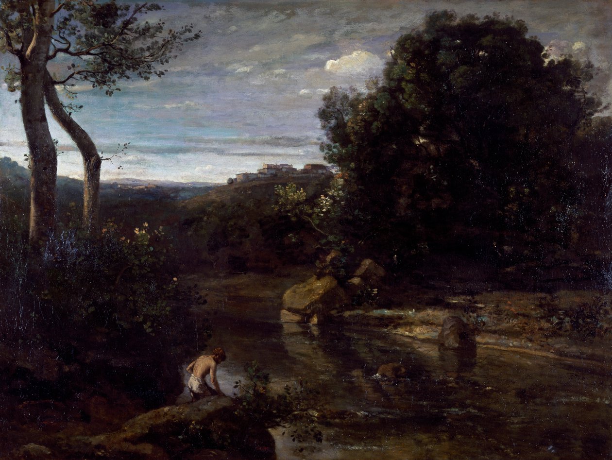 洗澡的牧师，作者：让·巴蒂斯特·卡米尔·柯罗（Jean-Baptiste-Camille Corot，1796-1875）。 作者 让·巴蒂斯特·卡米尔·科罗