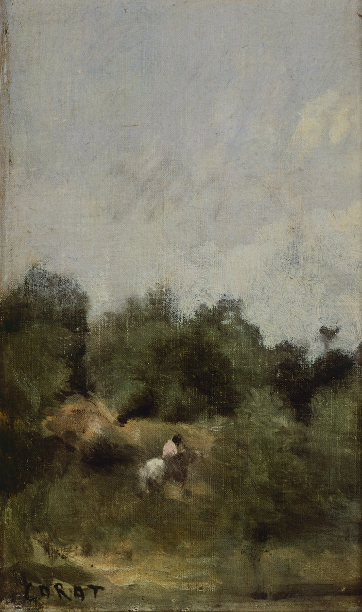 让-巴蒂斯特-卡米尔·柯罗（Jean-Baptiste-Camille Corot，1796-1875 年）创作的《乡村骑手》。 作者 让·巴蒂斯特·卡米尔·科罗