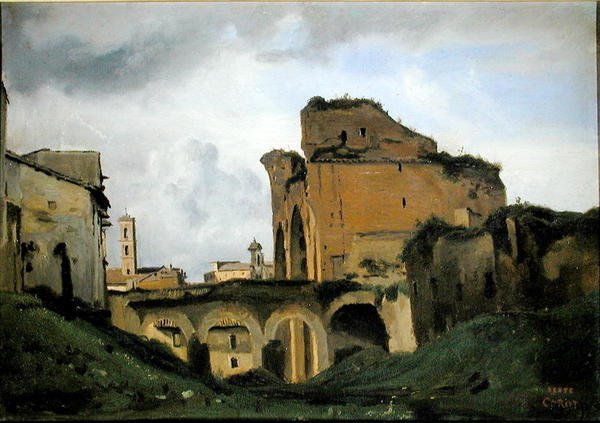 君士坦丁大教堂，约1826-27（布面油画）。 作者 让·巴蒂斯特·卡米尔·科罗