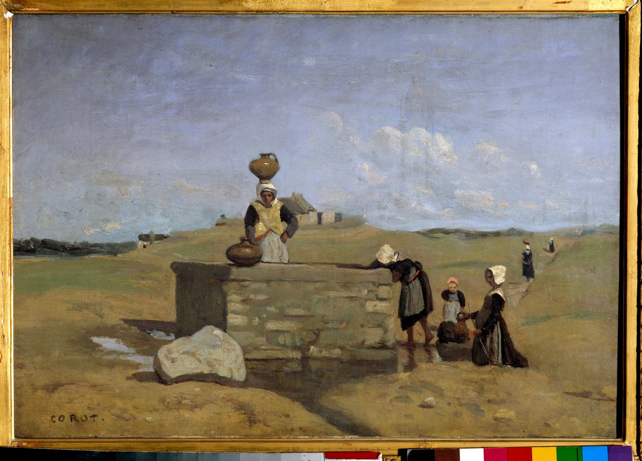 Bretons at the fountain, village of Batz Painting by Camille Corot (1796-1875) 19th century Sun. 0,38x0,55 m 作者 让·巴蒂斯特·卡米尔·科罗