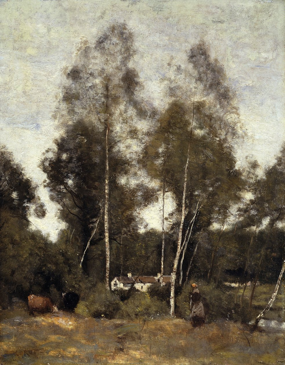 蒂耶里城堡附近的伊沃酒庄（Clairiere Pierre du Bois）； Clairiere du Bois Pierre，位于埃沃（Evaux），靠近蒂耶里城堡（Chateau-Thierry），约1855年-65 作者 让·巴蒂斯特·卡米尔·科罗