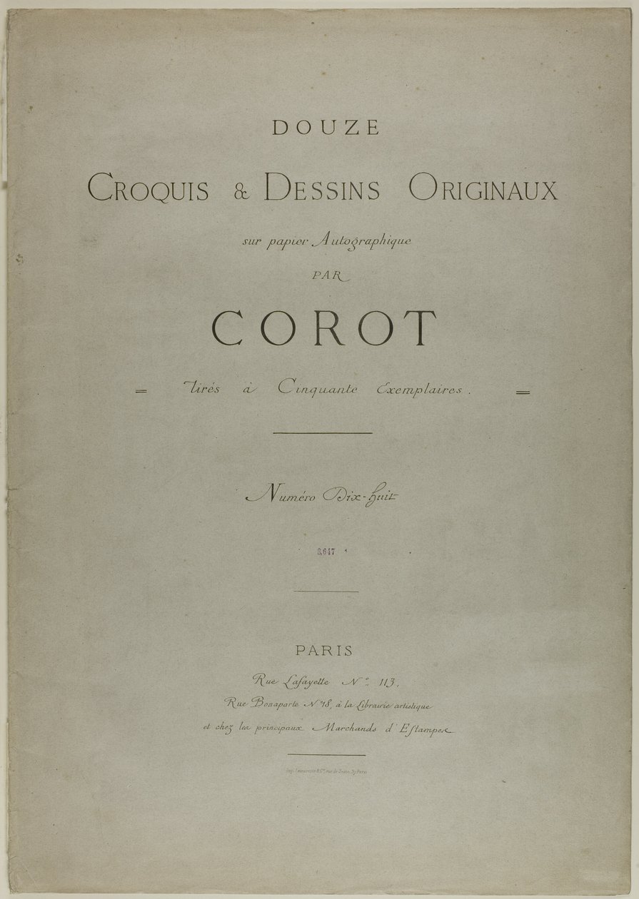 画册《Douze Croquis et Dessins Originaux》的封面和正文 作者 让·巴蒂斯特·卡米尔·科罗