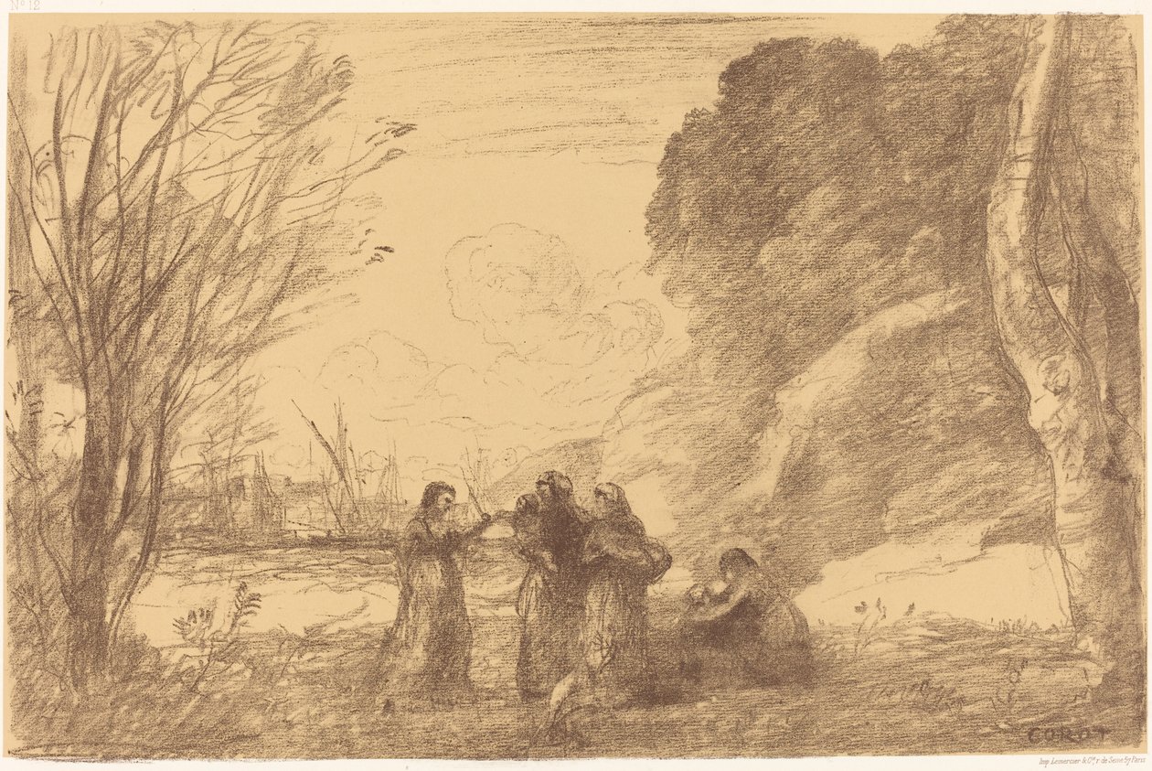 Terracina的家庭 Une famille a terracine, 1871. 作者 让·巴蒂斯特·卡米尔·科罗