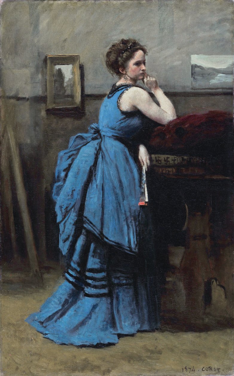 法语  La dame en bleu 蓝衣女子 作者 让·巴蒂斯特·卡米尔·科罗