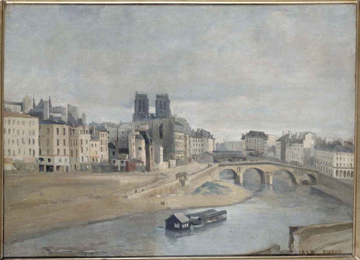 法文：Le Quai des Orfèvres et le Pont Saint-Michel 让-巴蒂斯特-柯罗的作品 Quai des Orfèvres et pont Saint-Michel 作者 让·巴蒂斯特·卡米尔·科罗
