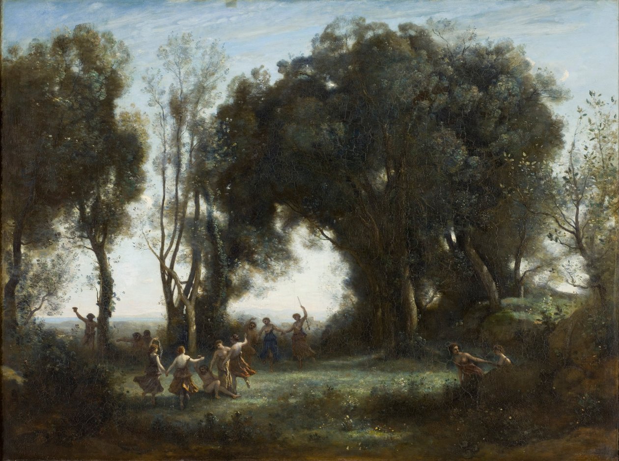 法语：  Une matinée, la danse des nymphes 一个早晨。仙女之舞 作者 让·巴蒂斯特·卡米尔·科罗