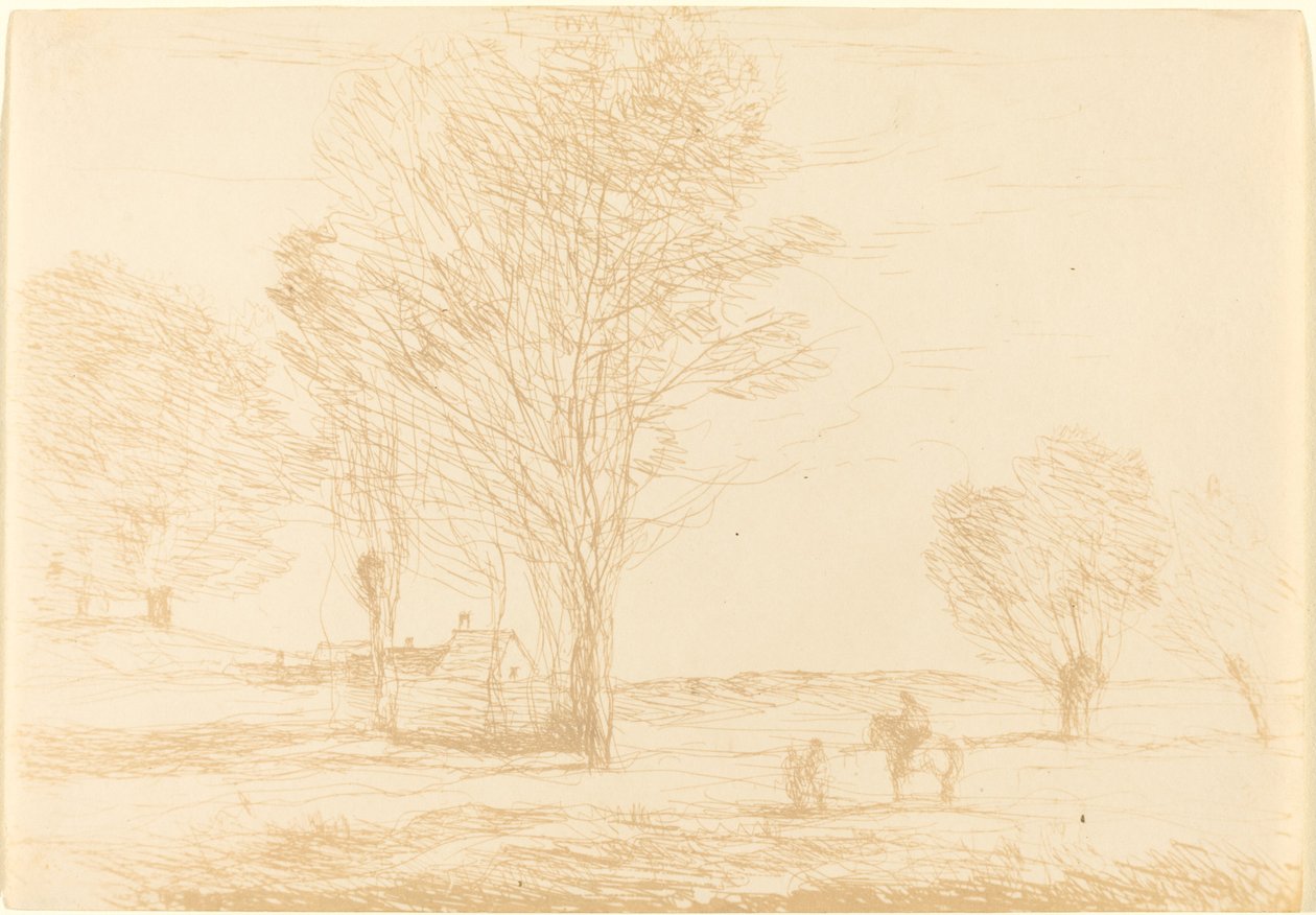 骑士停在乡下 骑士Arrete dans la campagna, 1874. 作者 让·巴蒂斯特·卡米尔·科罗