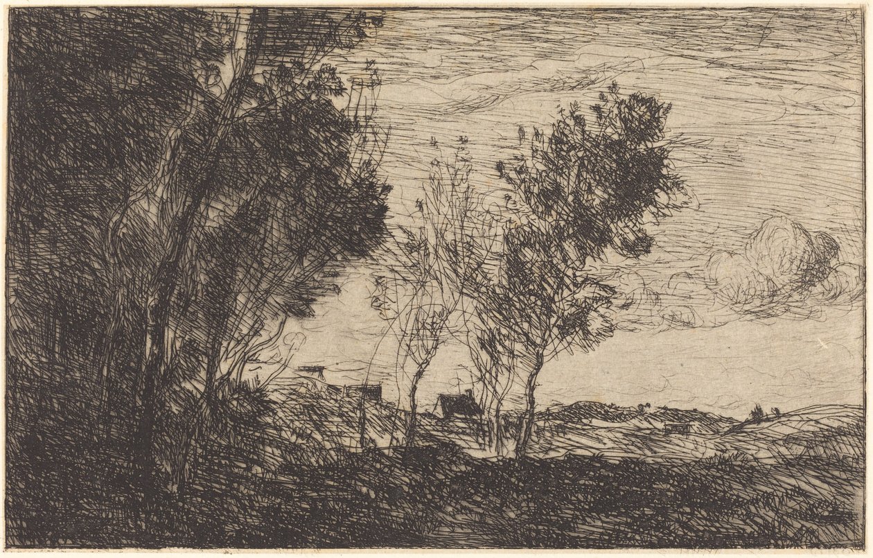在沙丘上：海牙的纪念品 (Dans les dunes: Souvenir du bois de La Haye) 作者 让·巴蒂斯特·卡米尔·科罗