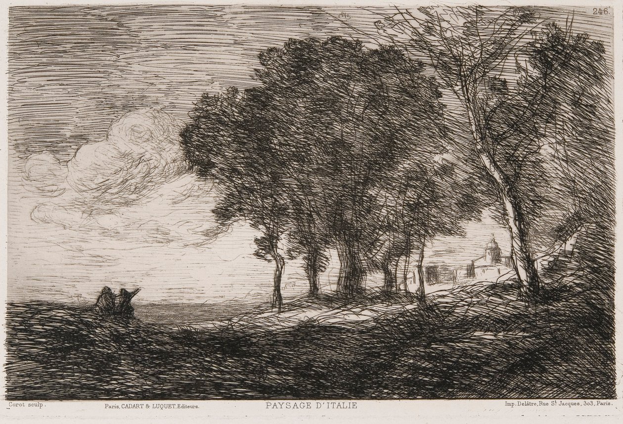 意大利风景，约1865年。   作者 让·巴蒂斯特·卡米尔·科罗