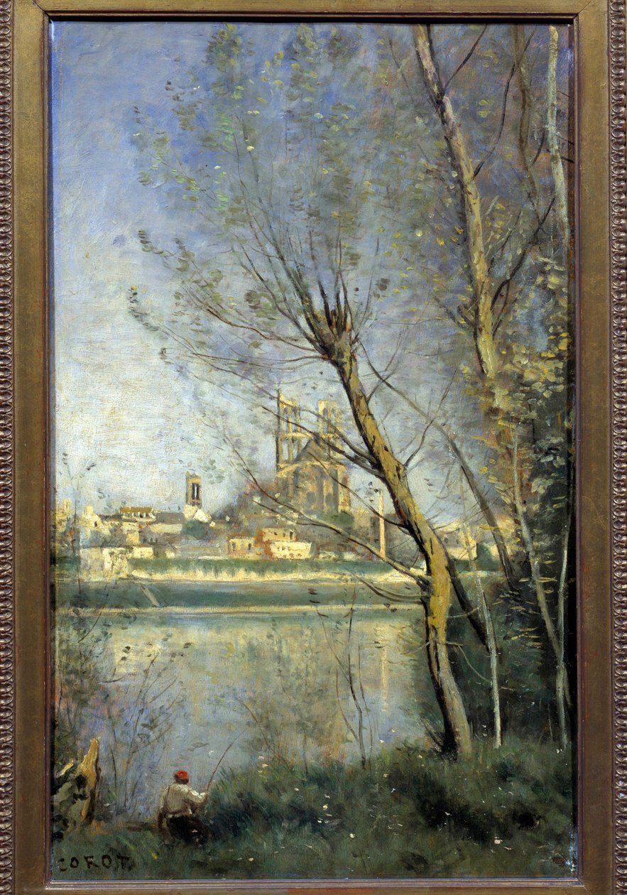 La cathedrale de Mantes (Mantes-la-Jolie Yvelines) Camille Corot (1796-1875) 绘画，1865 年 0.5x0.31 m 兰斯，美术博物馆 作者 让·巴蒂斯特·卡米尔·科罗