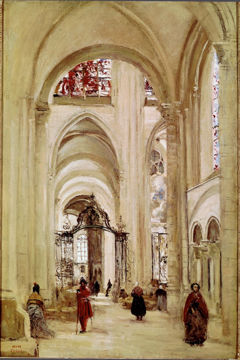 La cathedrale de Sens 画作 作者：Jean Baptiste Camille Corot (1796-1875) 1874年 Dim. 61x40 cm 巴黎，卢浮宫博物馆 作者 让·巴蒂斯特·卡米尔·科罗