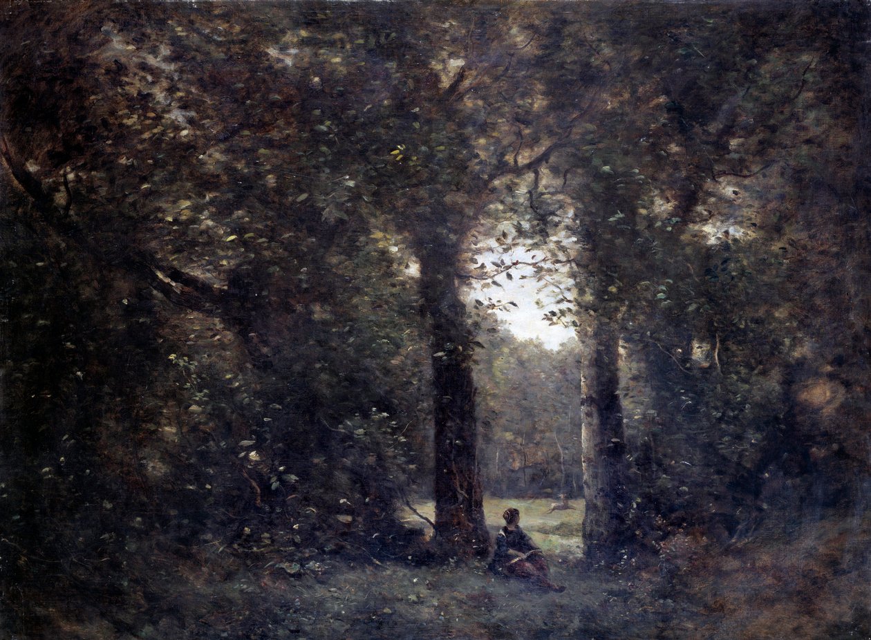 La cleriere，Avray 市的纪念品 Camille Corot (1796-1875) 19 世纪太阳绘画。 1x1.34 米。 作者 让·巴蒂斯特·卡米尔·科罗