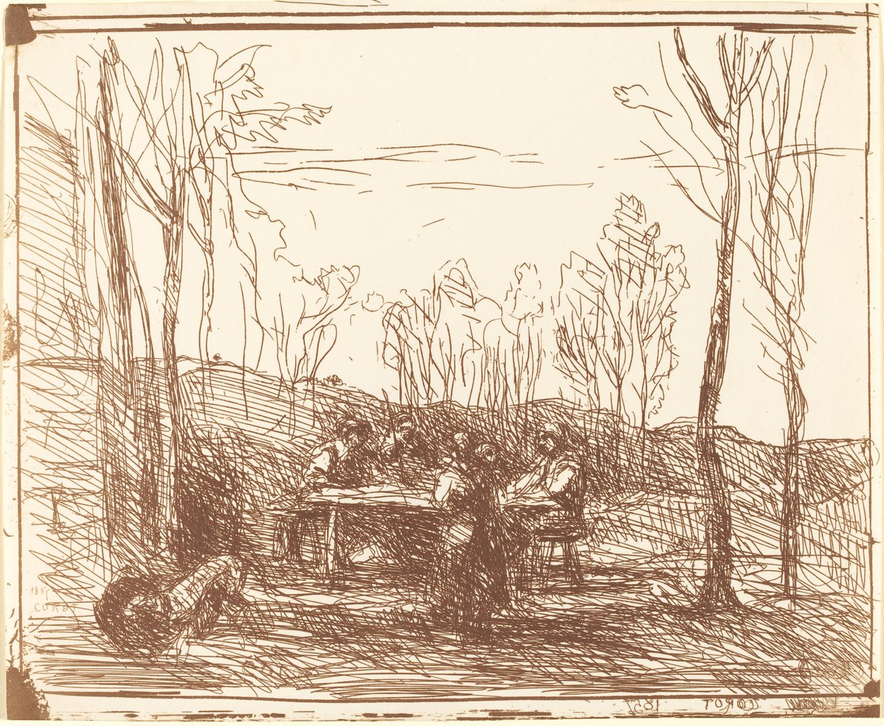 空地上的午宴 Un Dejeuner dans la clairiere, 1857年。 作者 让·巴蒂斯特·卡米尔·科罗