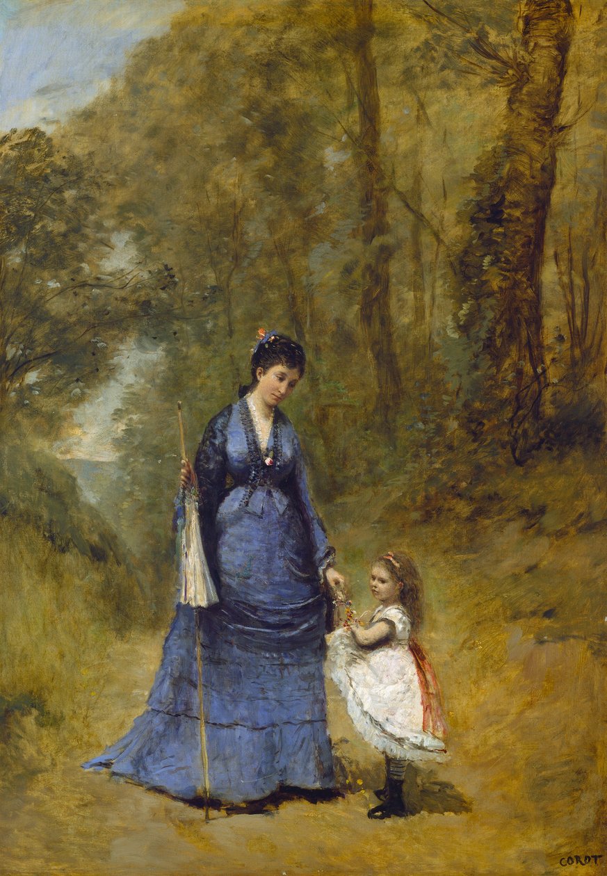 斯坦普夫夫人和她的女儿，1872年。 作者 让·巴蒂斯特·卡米尔·科罗