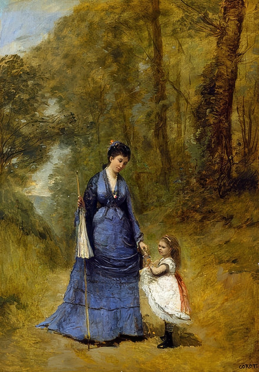 斯坦普夫夫人和她的女儿。 1872年 作者 让·巴蒂斯特·卡米尔·科罗