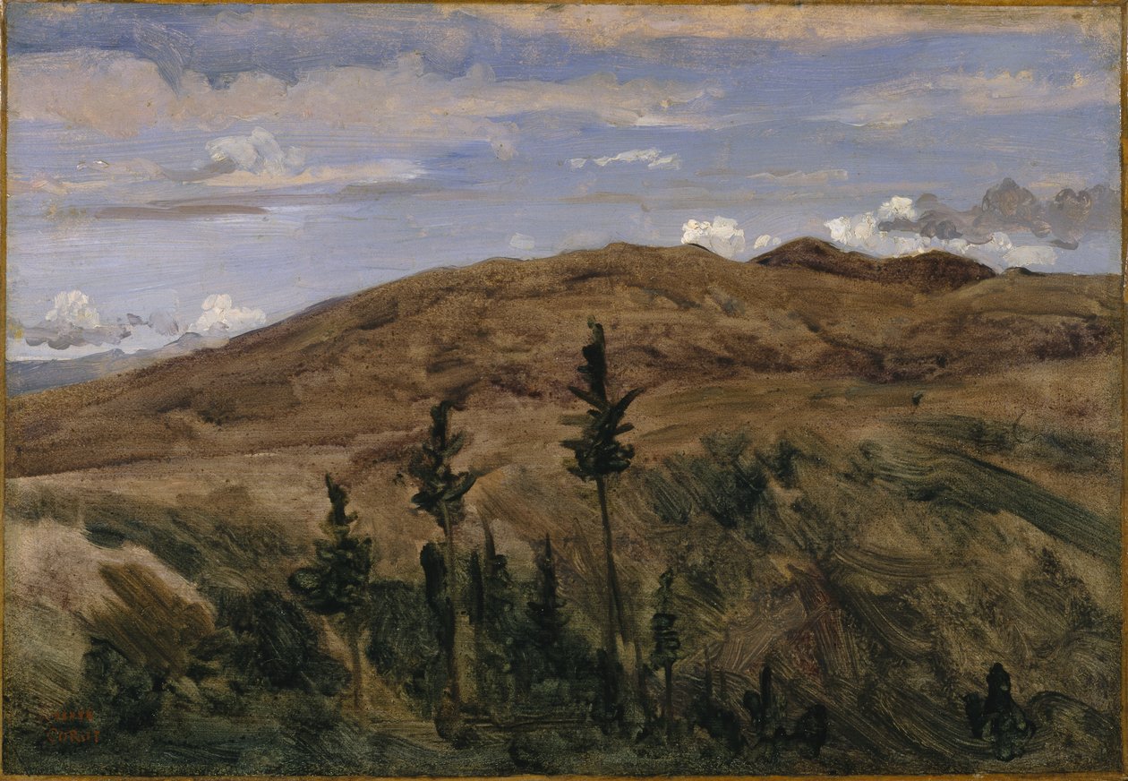 Auvergne山脉，1841年至1842年（纸上油画） 作者 让·巴蒂斯特·卡米尔·科罗