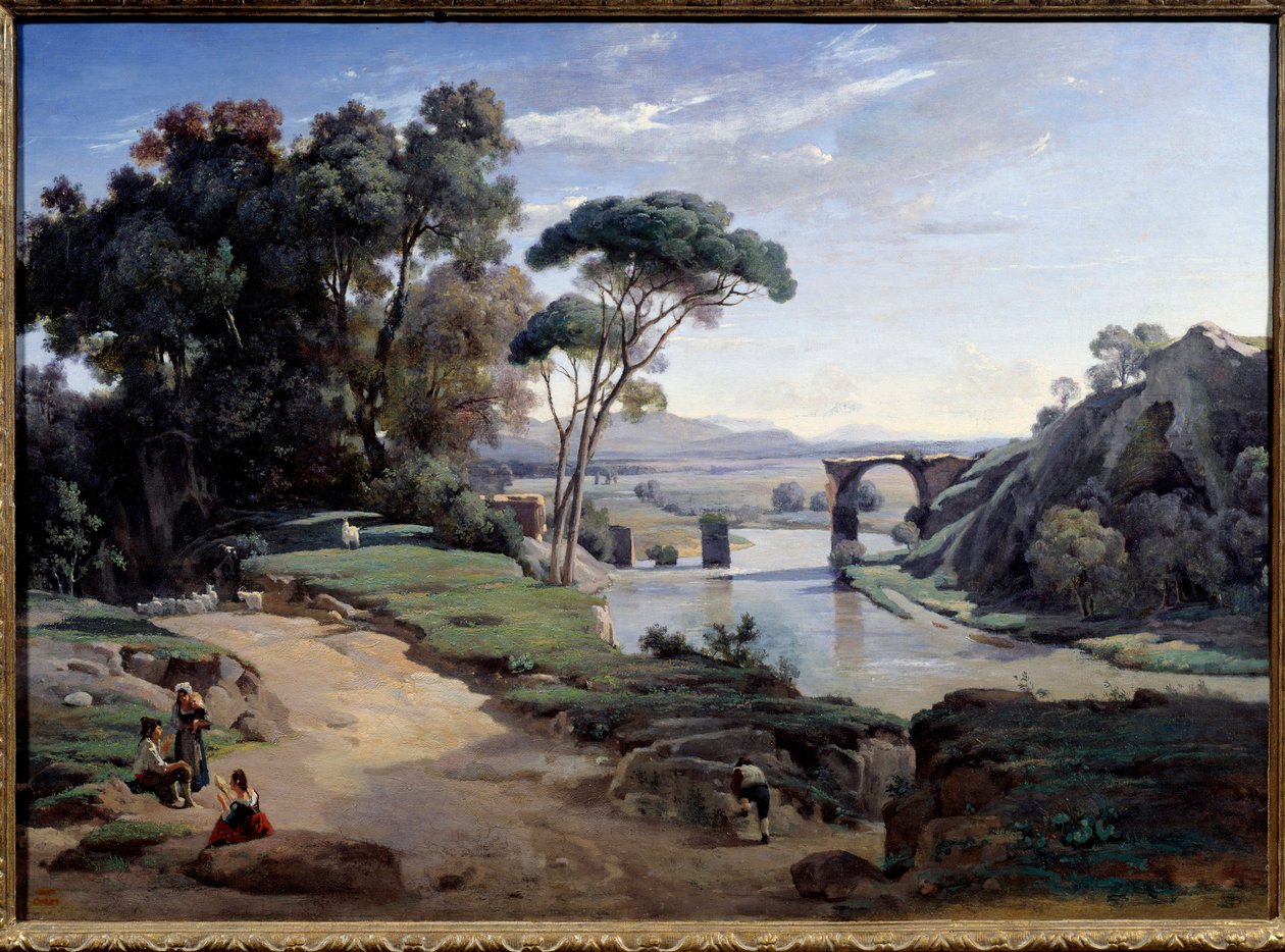 罗马附近的纳尔尼桥。 卡米尔柯罗 (1796-1875) 的绘画 作者 让·巴蒂斯特·卡米尔·科罗