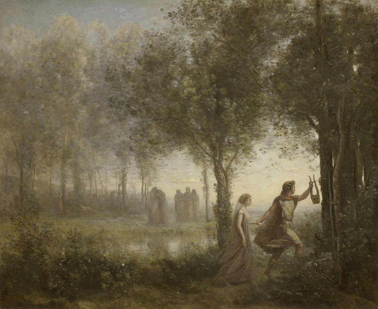 Orpheus 1861年从地下世界领导Eurydice 作者 让·巴蒂斯特·卡米尔·科罗