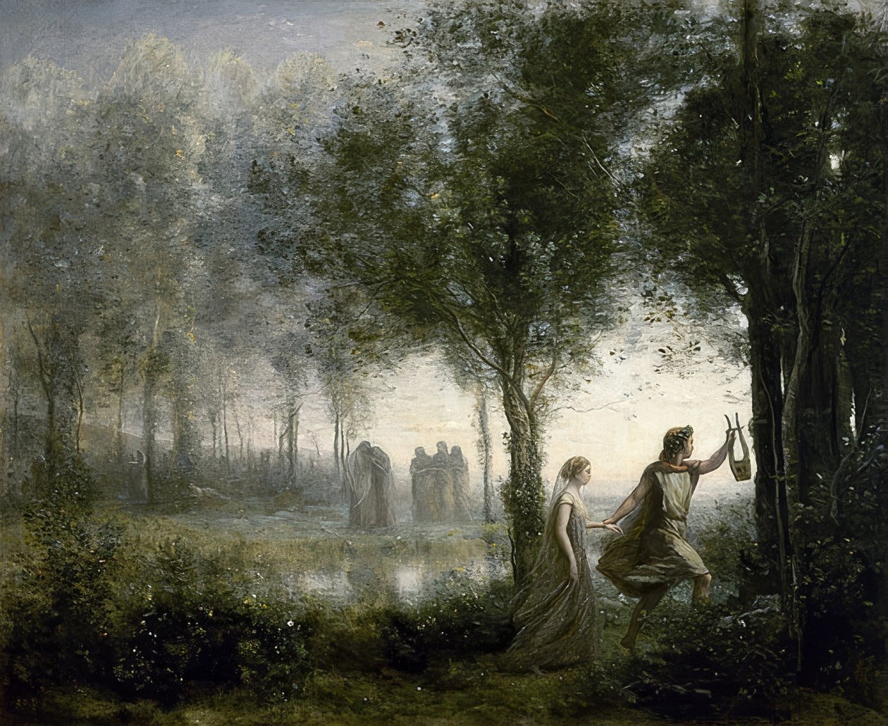 奥菲斯（Orpheus）带领来自地下世界的Eurydice。 1861年 作者 让·巴蒂斯特·卡米尔·科罗