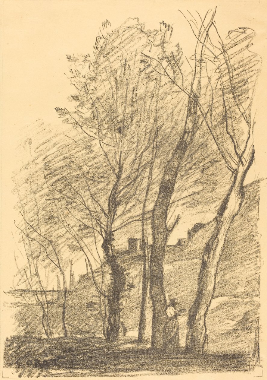 在树下读书 La Lecture sous les arbres, 1874. 作者 让·巴蒂斯特·卡米尔·科罗