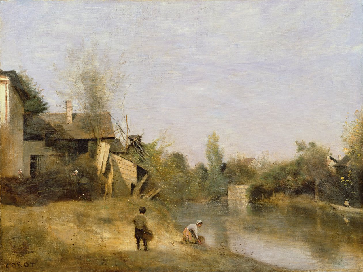 河岸在Mery sur Seine，Aube，1870年 作者 让·巴蒂斯特·卡米尔·科罗
