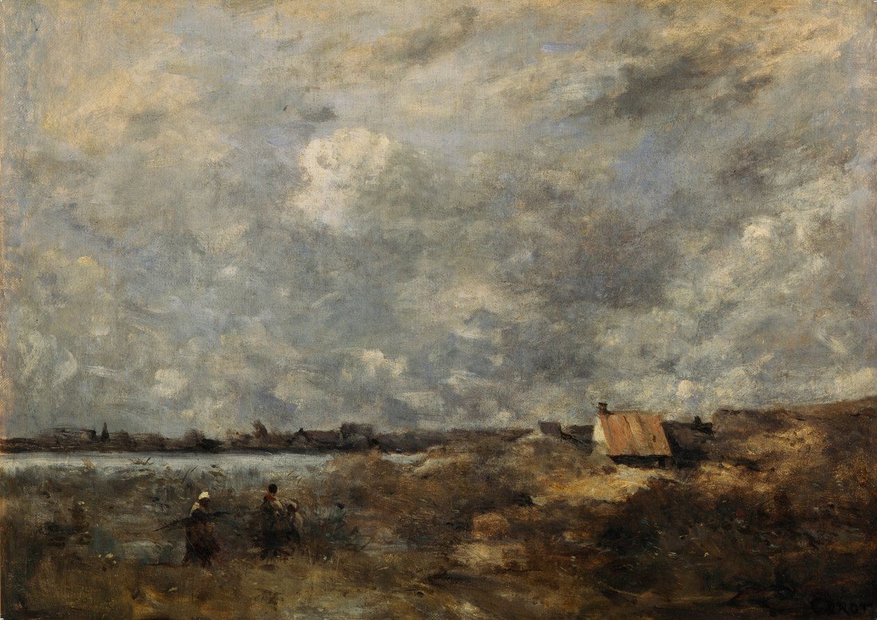 暴风雨的天气。帕斯德加来角c。 1870 作者 让·巴蒂斯特·卡米尔·科罗