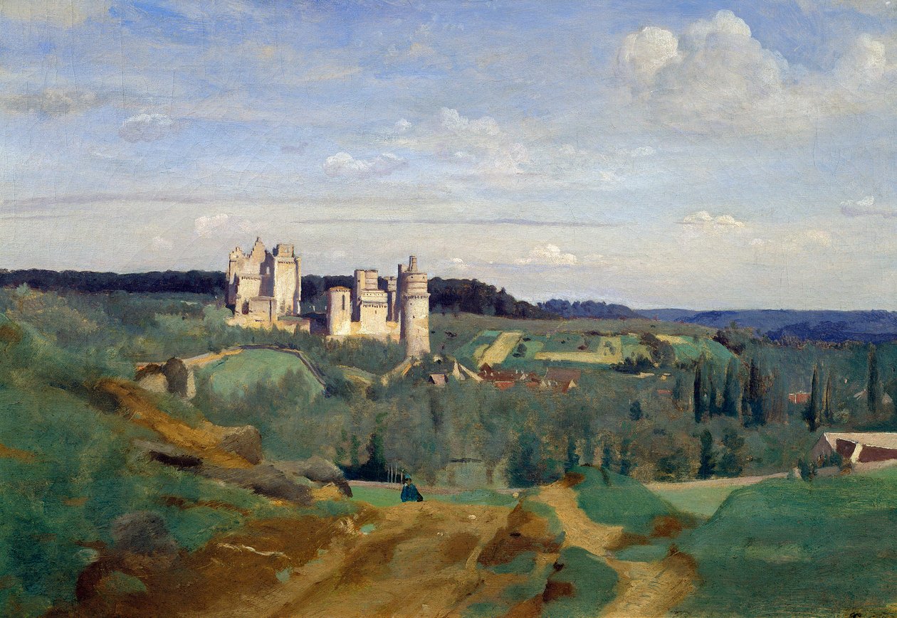 Camille Corot (1796-1875) 1834 年坎佩尔，Musee Des Beaux Arts 绘画的 Pierrefonds 城堡 作者 让·巴蒂斯特·卡米尔·科罗