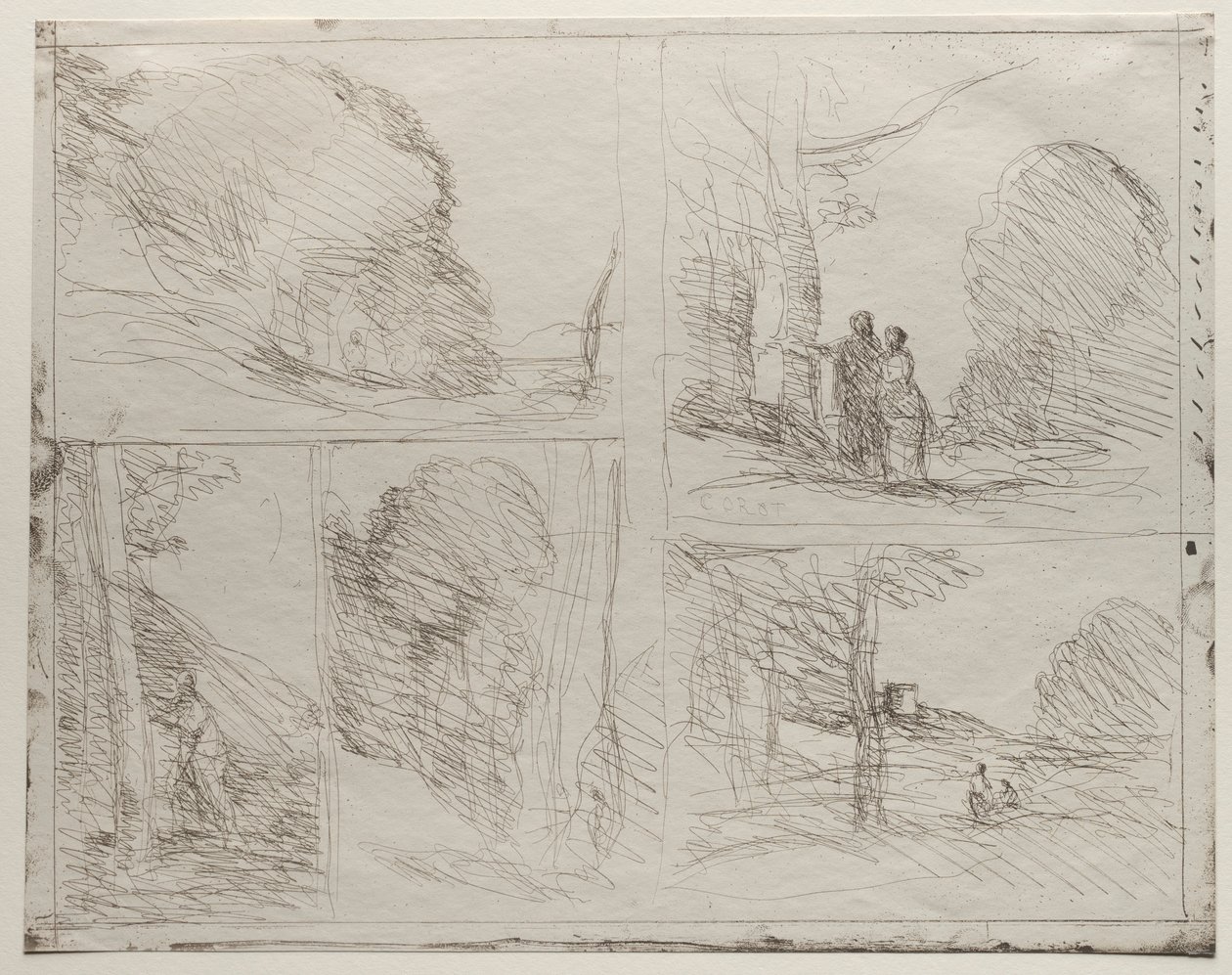 伯里克花园，画家巷，,草，大型Wood夫，1921年印刷。 作者 让·巴蒂斯特·卡米尔·科罗