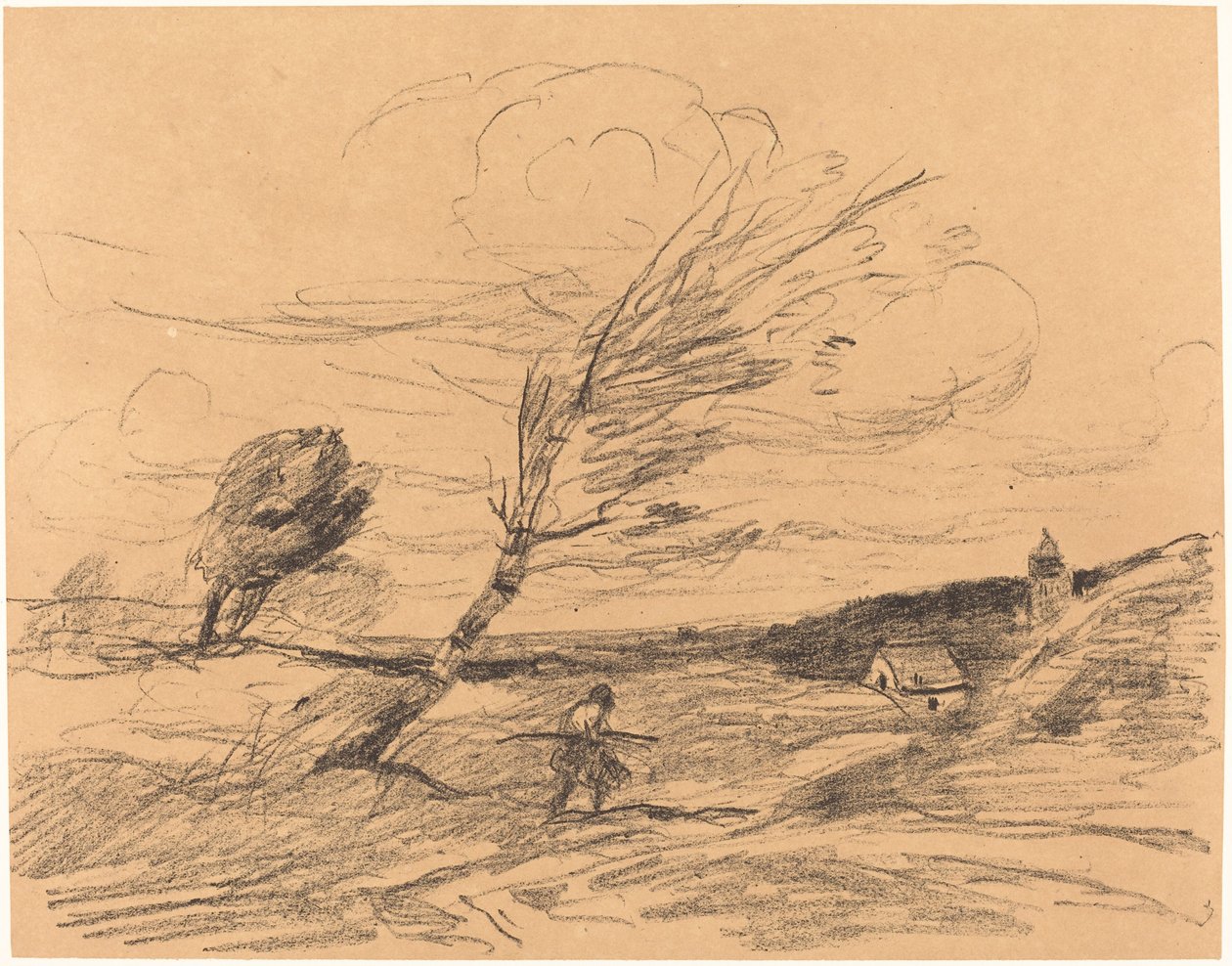 阵风 Le Coup de vent, 1871年。 作者 让·巴蒂斯特·卡米尔·科罗